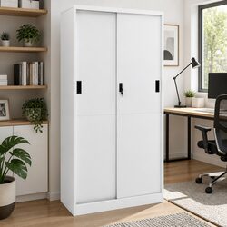 90x40x180cm Steel Office Storage Cabinet with Sliding Door