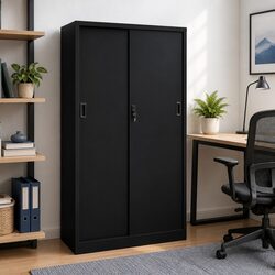 Black Steel Sliding Door Filing Cabinet Dimensions and Specs