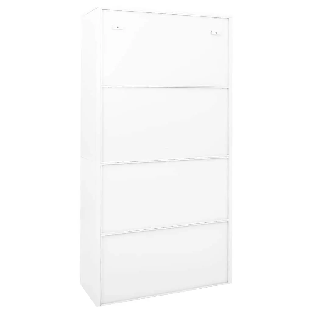 Office Storage Cabinet Sliding Door White Steel 90x40x180cm