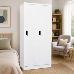 Specifications of White Steel Wardrobe Cabinet with 2 Shelves