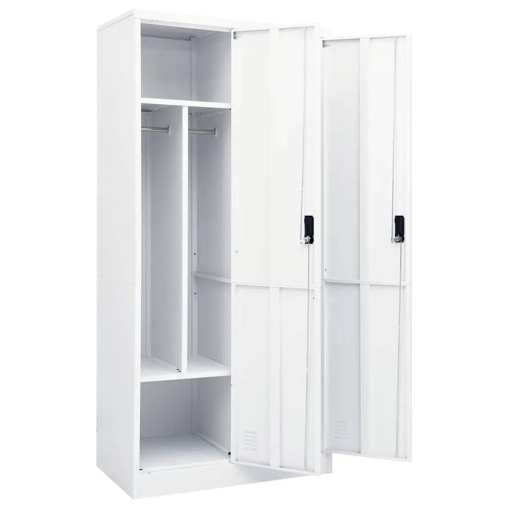 Steel Wardrobe Cabinet for Home Storage 80 x 50 x 180 cm White with 2 Shelves and Locks