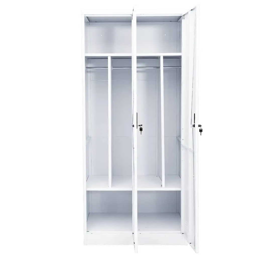 Steel Wardrobe Cabinet for Home Storage 80 x 50 x 180 cm White with 2 Shelves and Locks