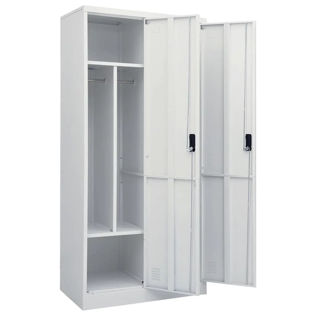 Steel Wardrobe Cabinet Grey Storage Cupboard for Clothing Organizer Large 80 x 50 x 180 cm