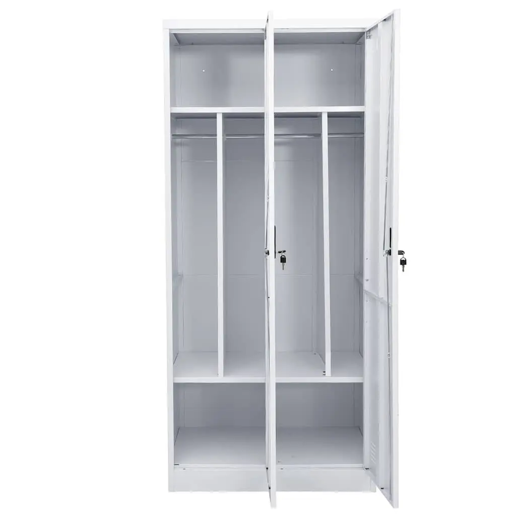 Steel Wardrobe Cabinet Grey Storage Cupboard for Clothing Organizer Large 80 x 50 x 180 cm
