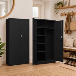 Black Steel Locker Cabinet - 90W x 40D x 180H cm