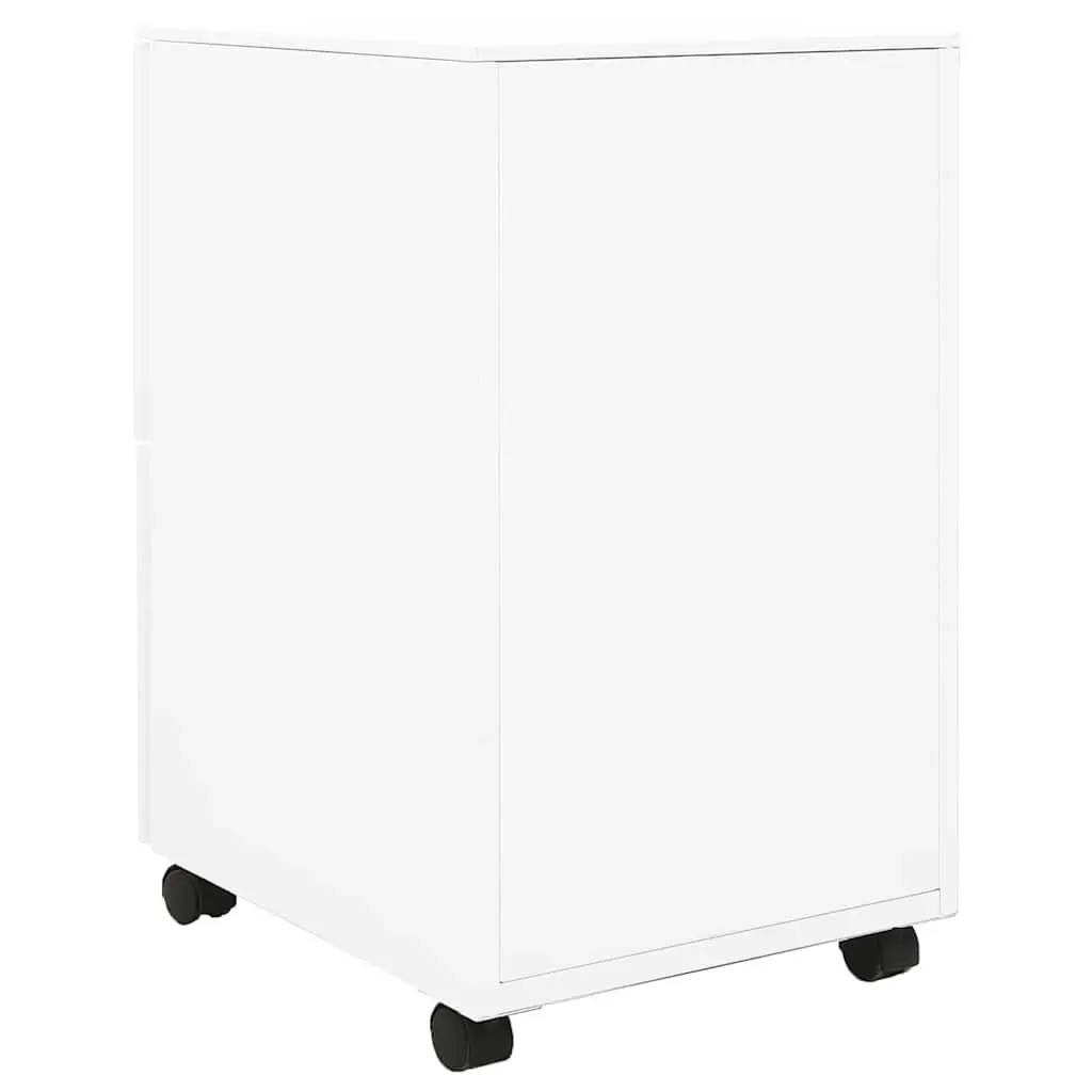 Mobile File Cabinet Office Storage White Steel 2 Drawer