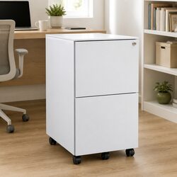 Grey Mobile File Cabinet: 39 x 45 x 67 cm, 2 Drawers