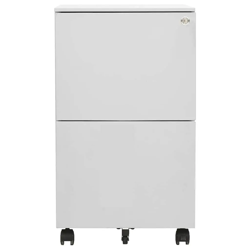 Mobile File Cabinet Office Storage 2 Drawer Grey Steel