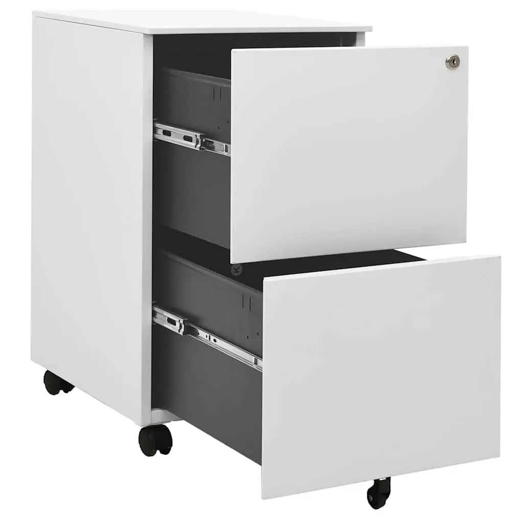 Mobile File Cabinet Office Storage 2 Drawer Grey Steel