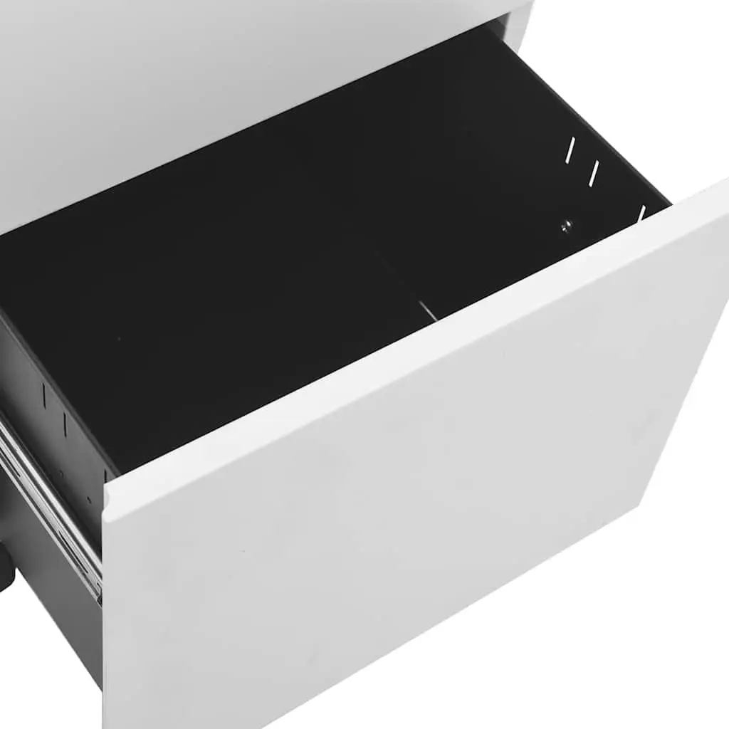 Mobile File Cabinet Office Storage 2 Drawer Grey Steel