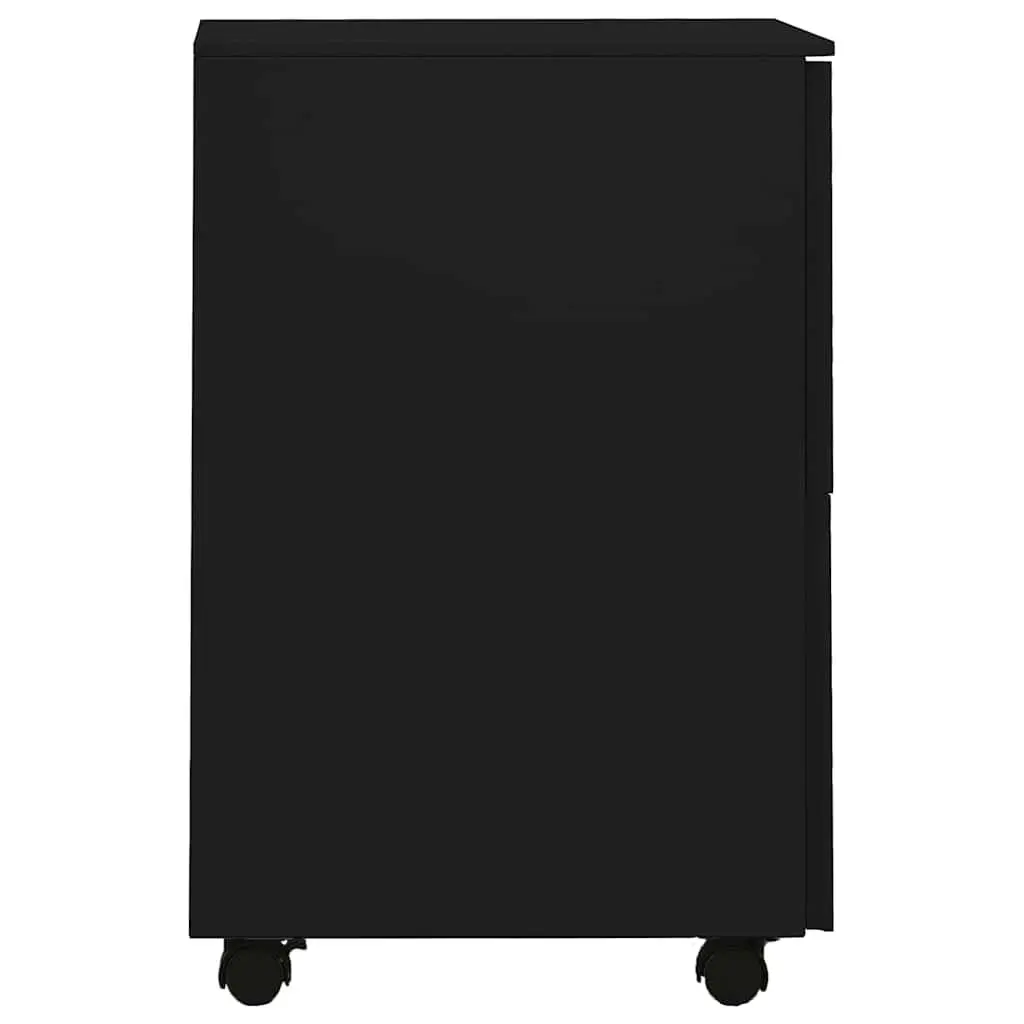 Mobile File Cabinet Office Filing Storage 2 Drawer Black Steel 39W x 45D x 67H cm