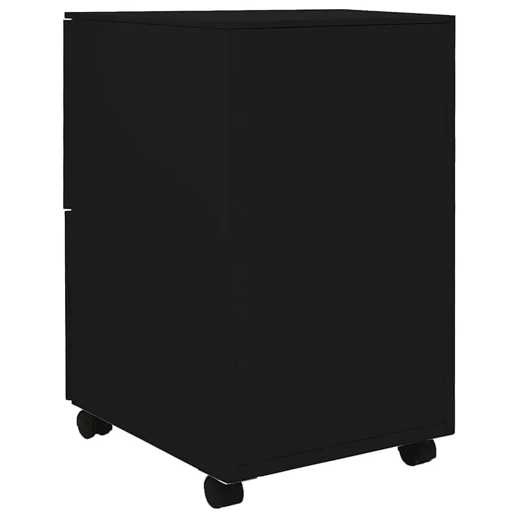 Mobile File Cabinet Office Filing Storage 2 Drawer Black Steel 39W x 45D x 67H cm