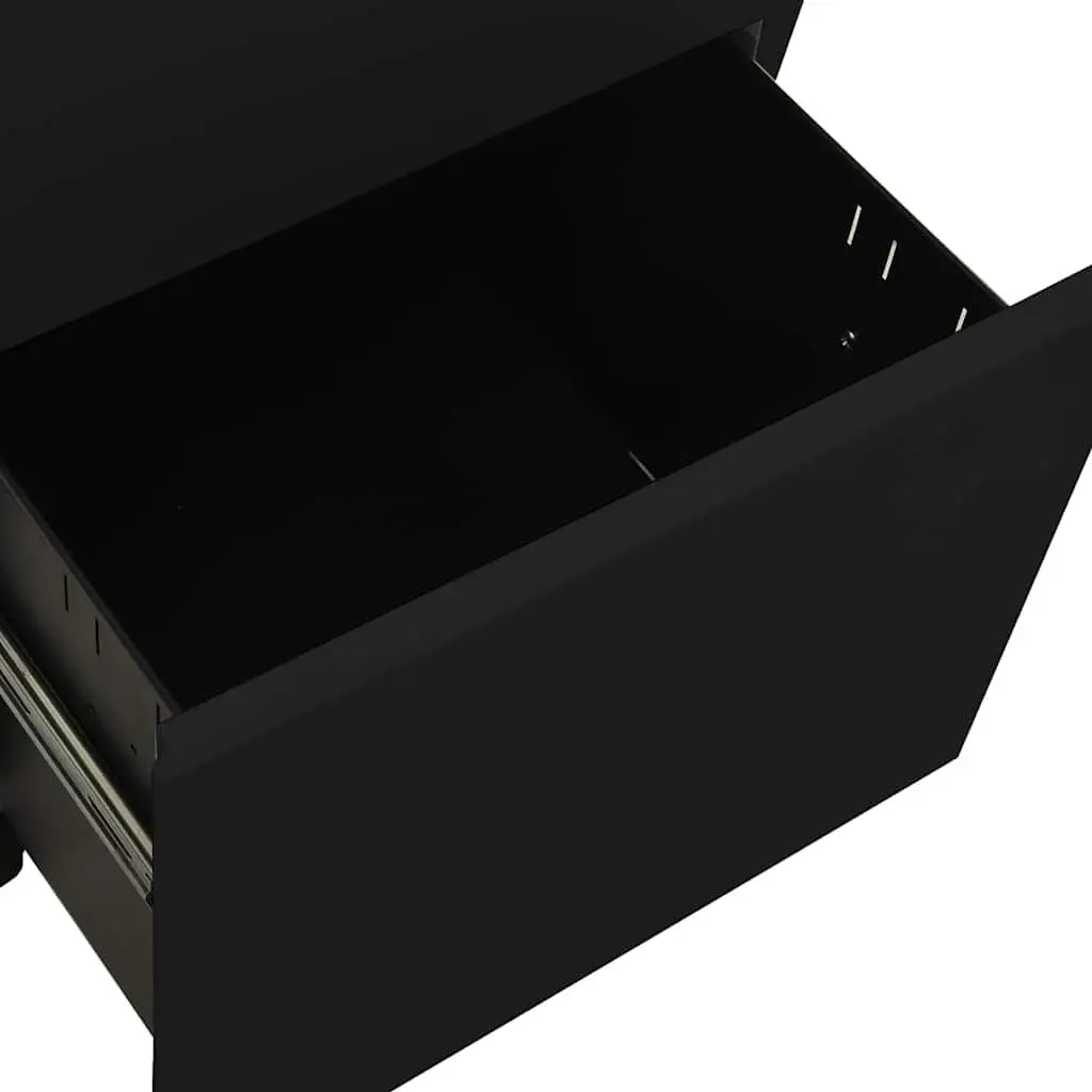 Mobile File Cabinet Office Filing Storage 2 Drawer Black Steel 39W x 45D x 67H cm