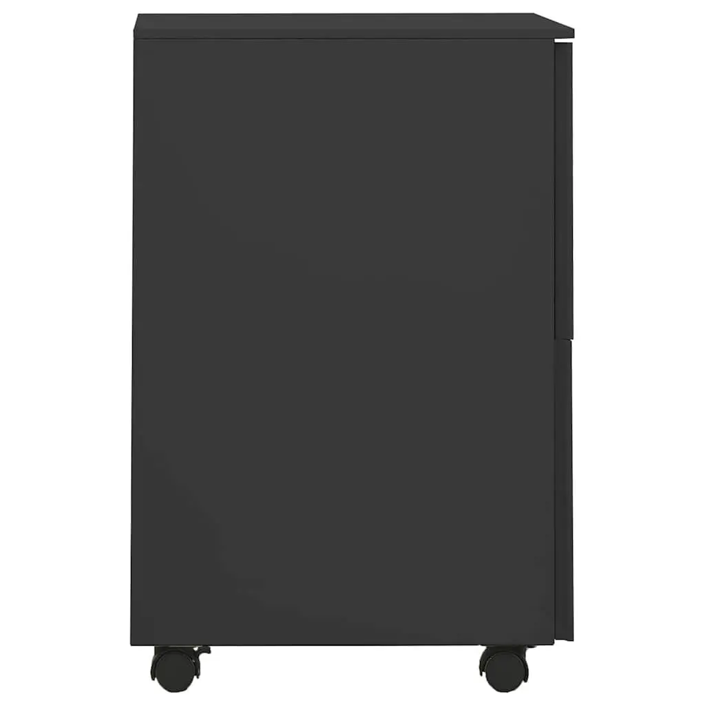 Mobile Filing Cabinet Office Storage 2 Drawer Anthracite Steel