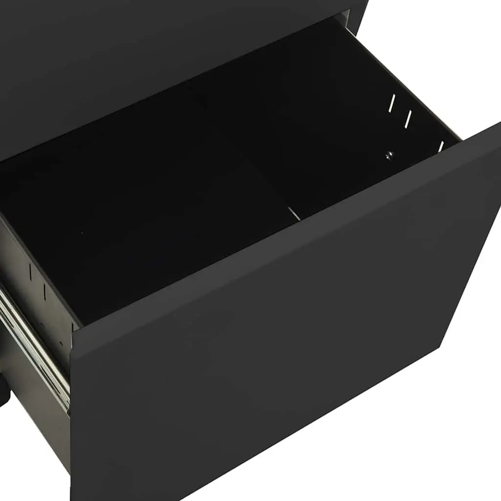 Mobile Filing Cabinet Office Storage 2 Drawer Anthracite Steel