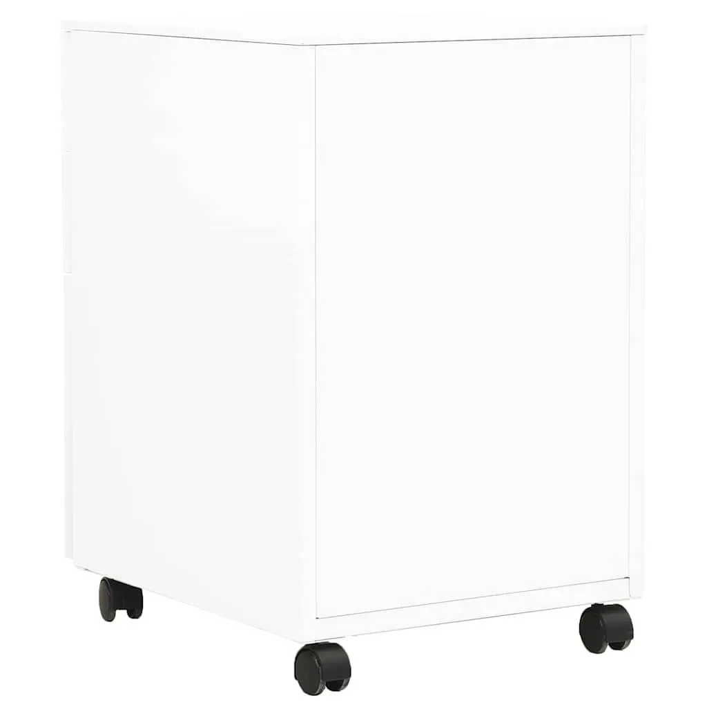 3 Drawer Mobile File Cabinet Steel White for Office Storage and Organization