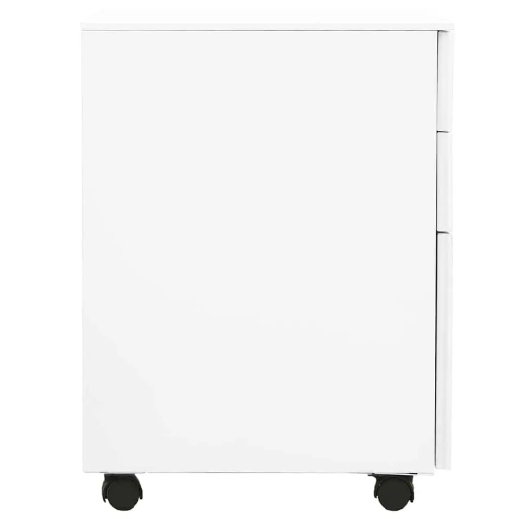 3 Drawer Mobile File Cabinet Steel White for Office Storage and Organization
