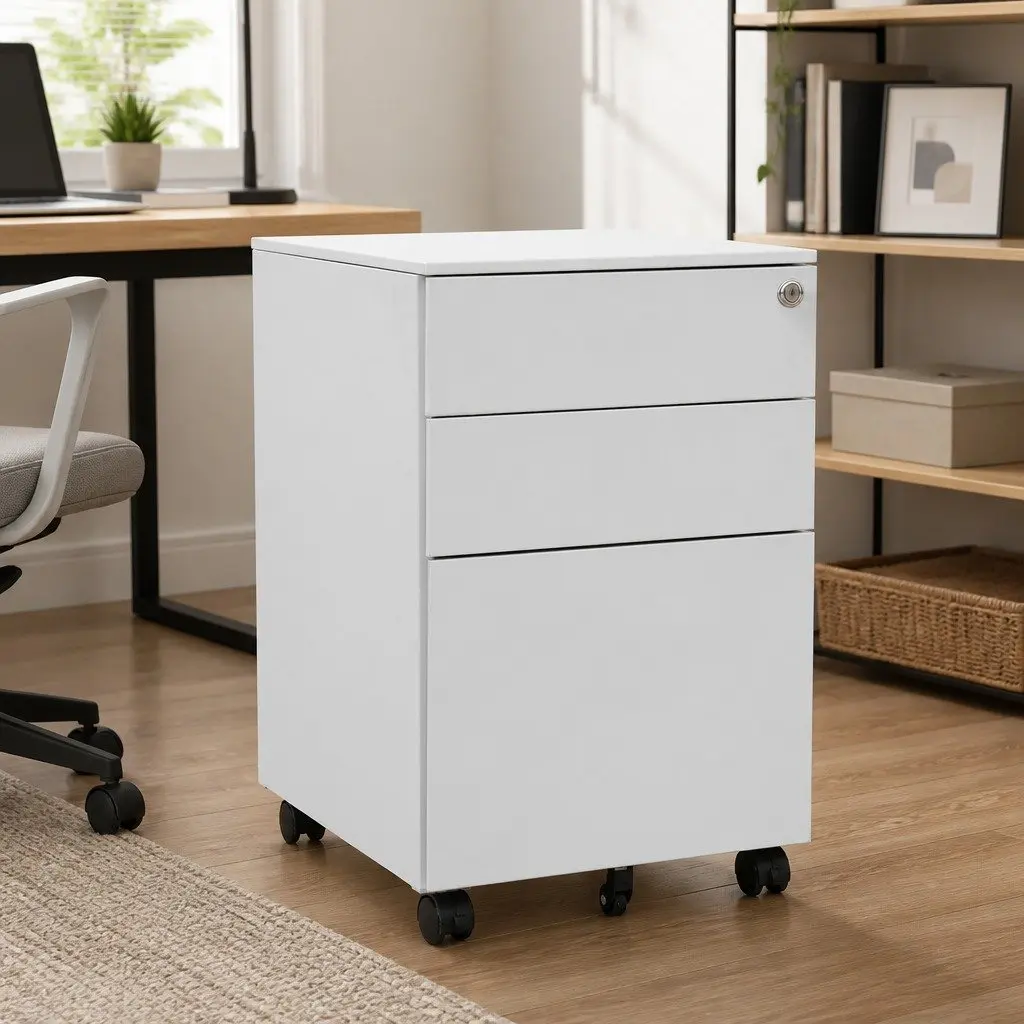 39x45x60cm Steel Mobile Filing Cabinet with 3 Drawers