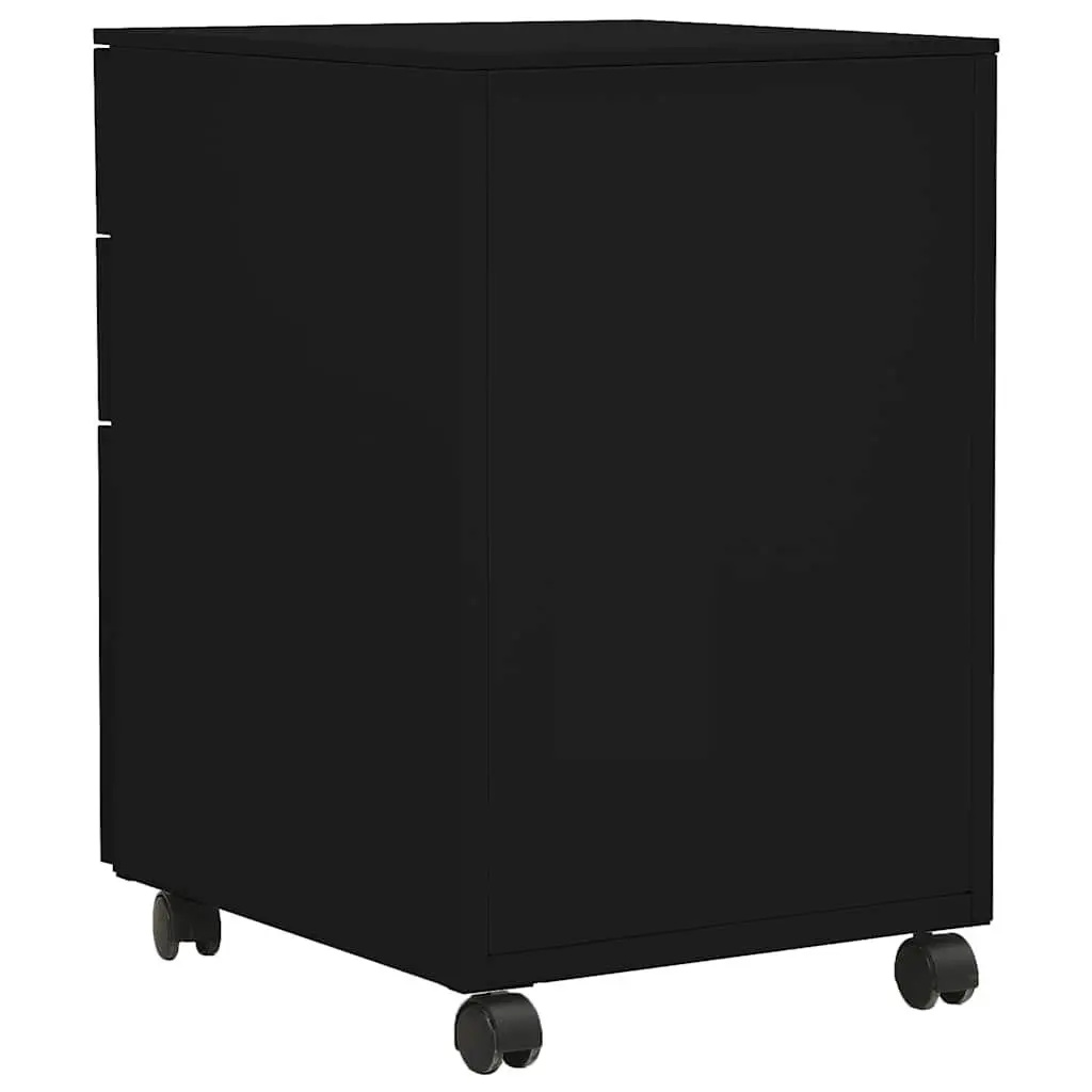 Mobile File Cabinet Office Filing Storage 3 Drawer Steel Black