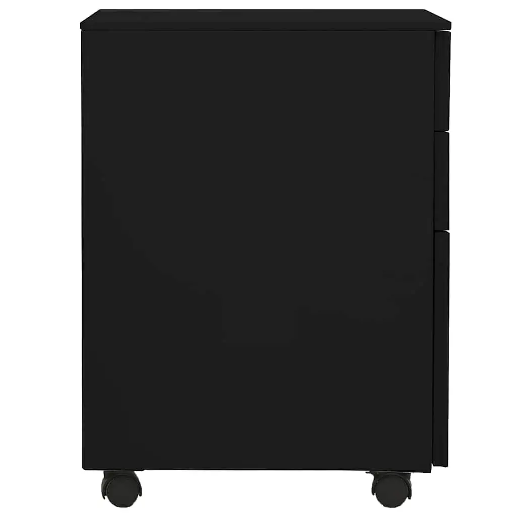 Mobile File Cabinet Office Filing Storage 3 Drawer Steel Black
