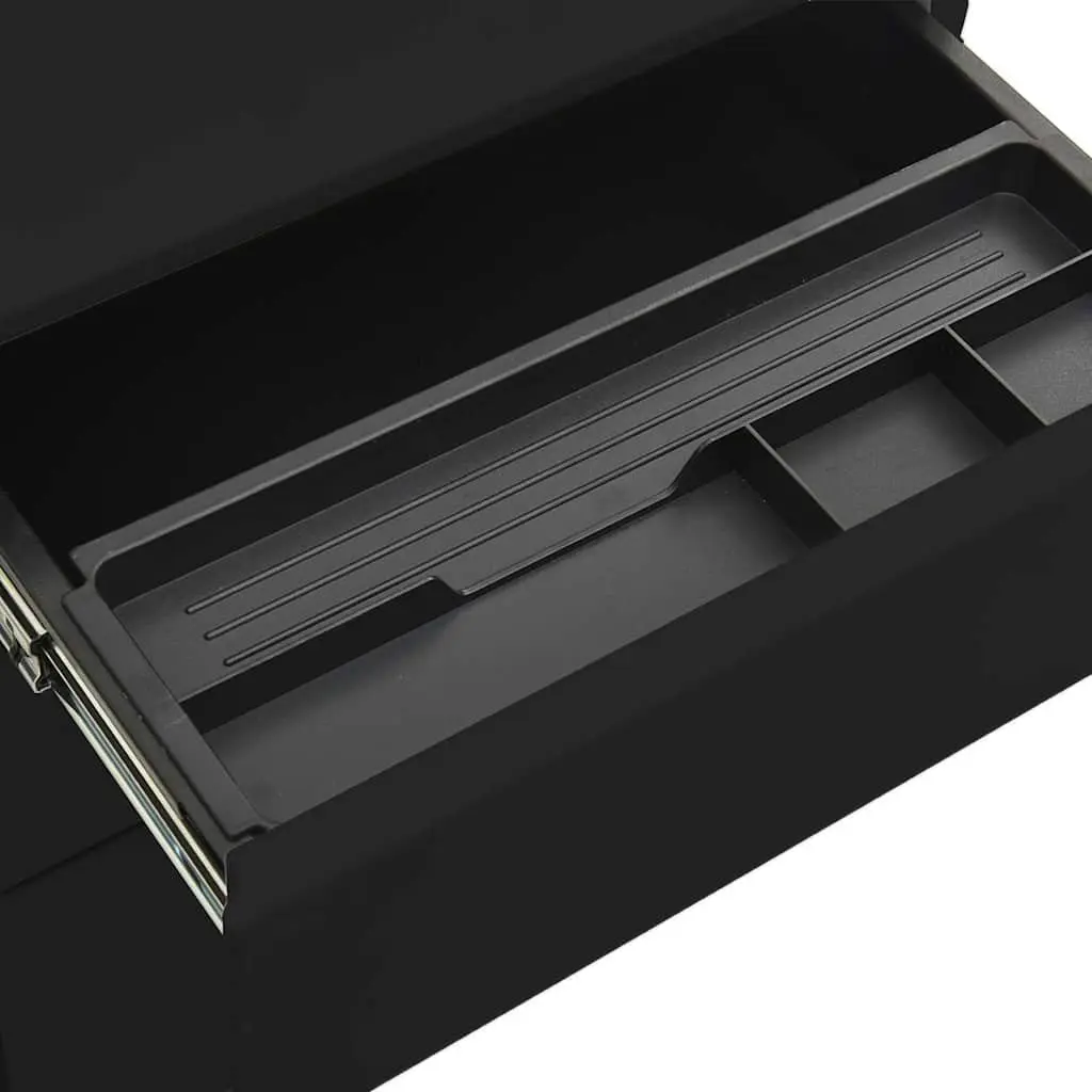 Mobile File Cabinet Office Filing Storage 3 Drawer Steel Black