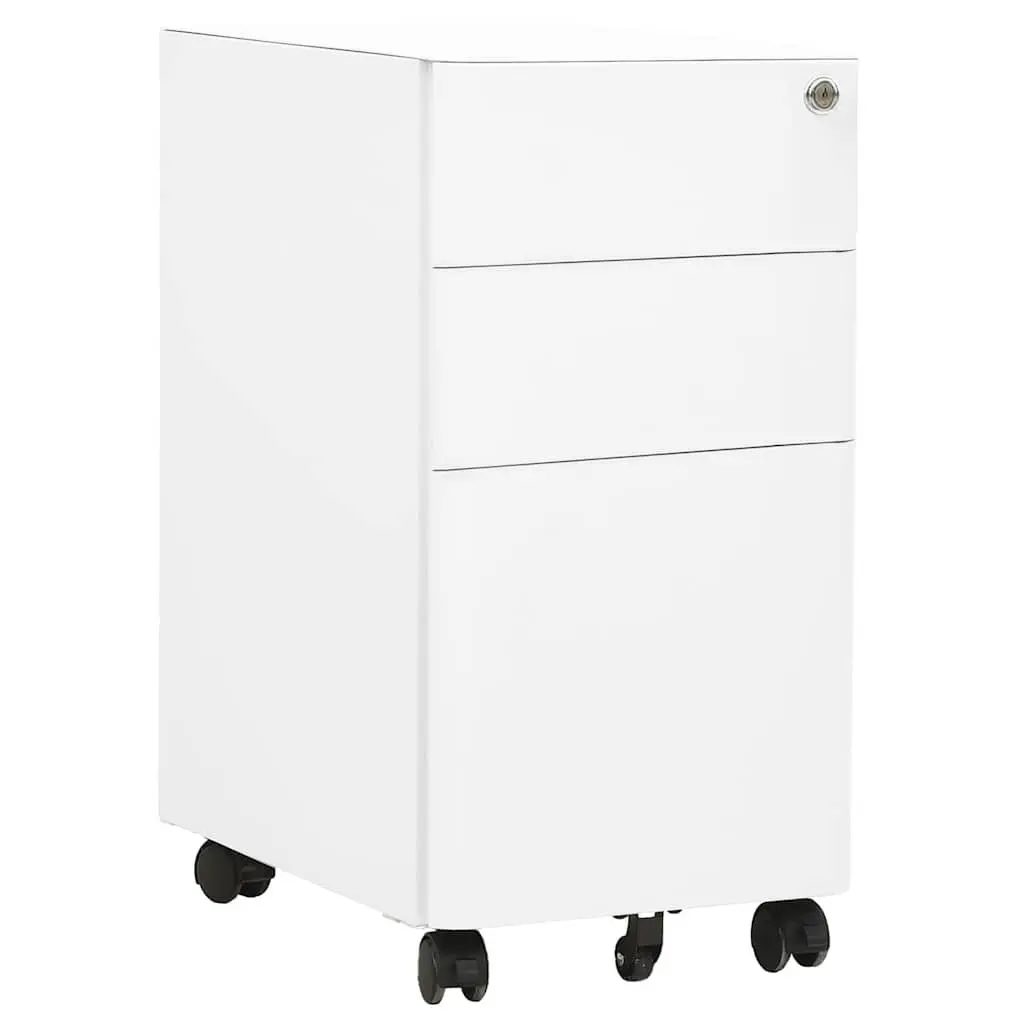 Mobile File Cabinet Office Storage White Steel 3 Drawer