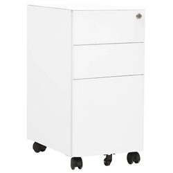 Mobile Filing Cabinet - White Steel, 3 Drawer Design