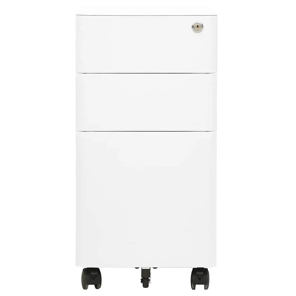 Mobile File Cabinet Office Storage White Steel 3 Drawer