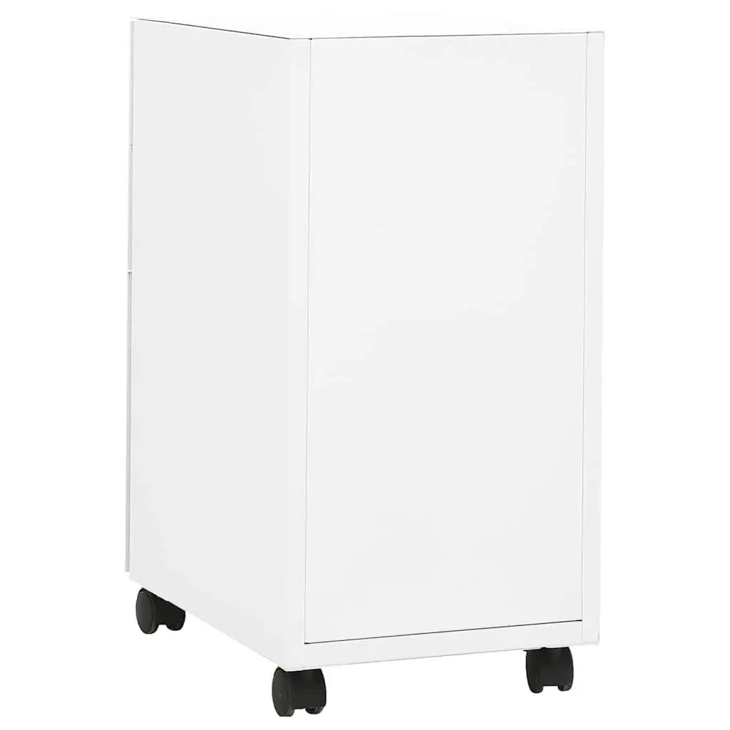 Mobile File Cabinet Office Storage White Steel 3 Drawer