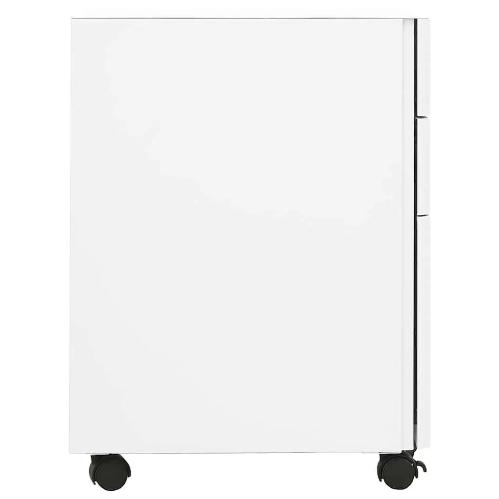 Mobile File Cabinet Office Storage White Steel 3 Drawer