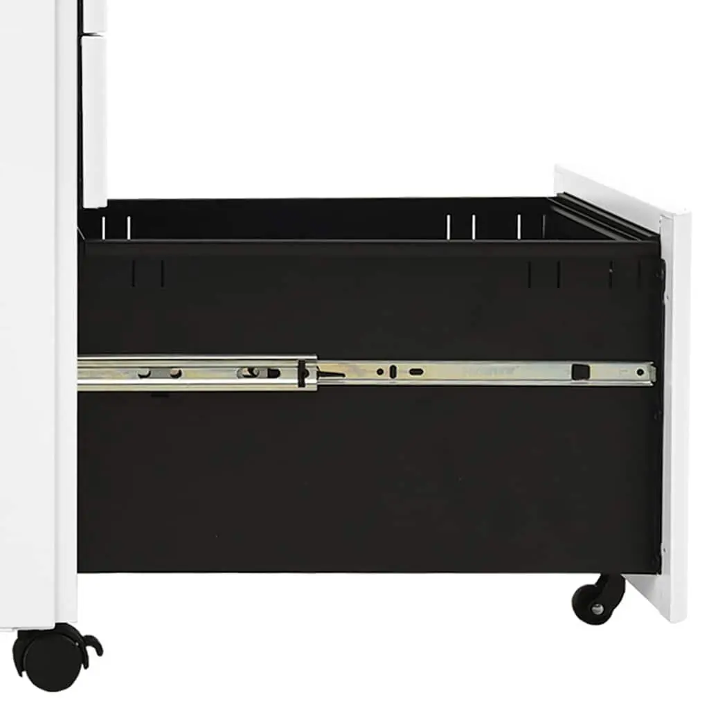 Mobile File Cabinet Office Storage White Steel 3 Drawer