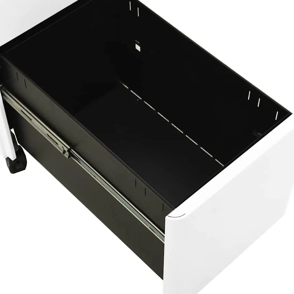 Mobile File Cabinet Office Storage White Steel 3 Drawer