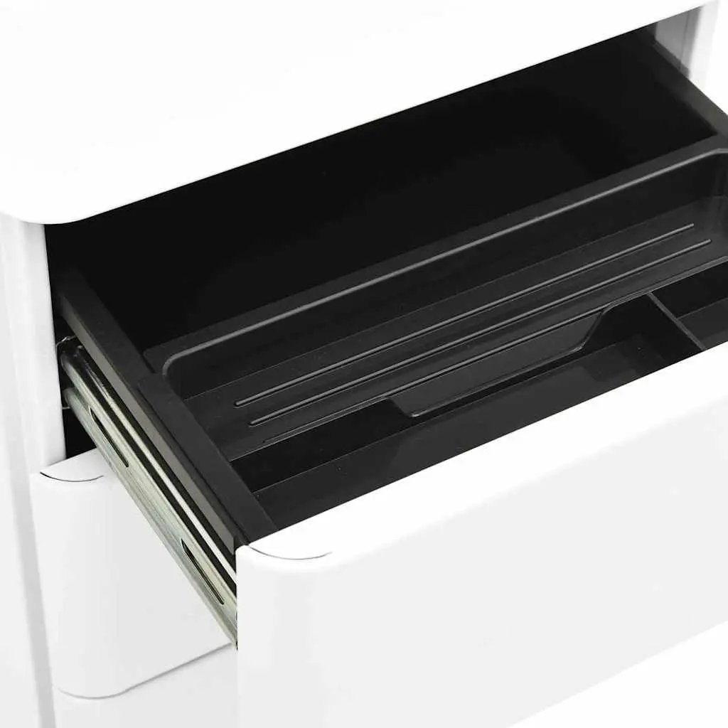 Mobile File Cabinet Office Storage White Steel 3 Drawer