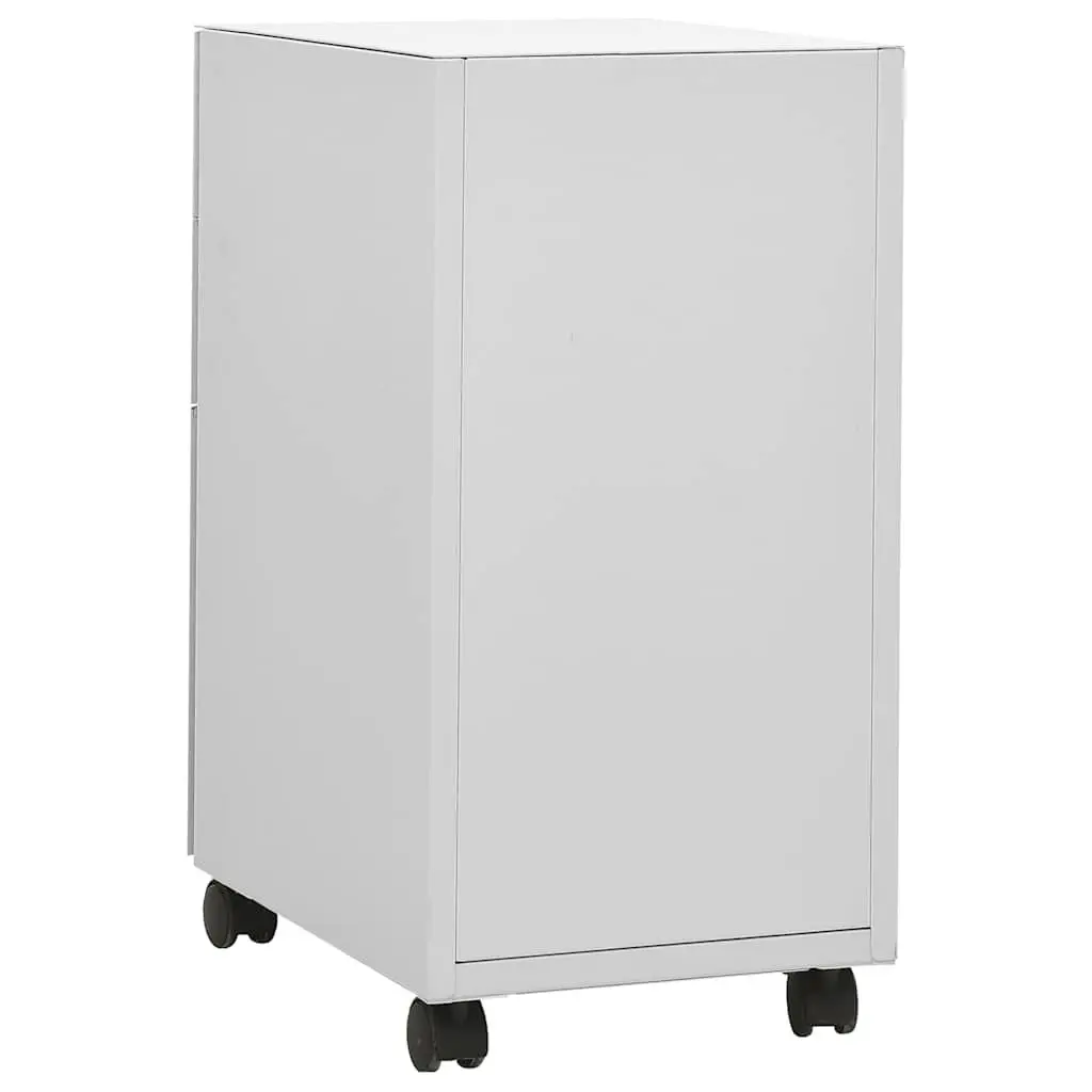 Mobile File Cabinet Office Filing Storage Steel 3 Drawer Grey 30x45x59cm