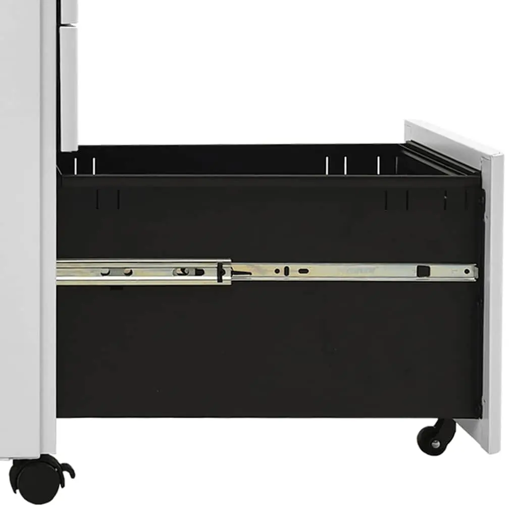 Mobile File Cabinet Office Filing Storage Steel 3 Drawer Grey 30x45x59cm