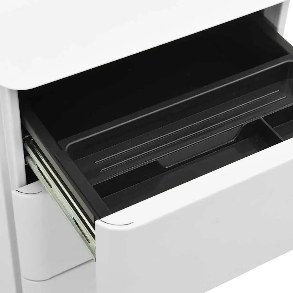 Mobile File Cabinet Office Filing Storage Steel 3 Drawer Grey 30x45x59cm