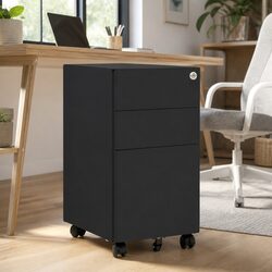 Mobile File Cabinet Specifications: 3 Drawers, Steel Build