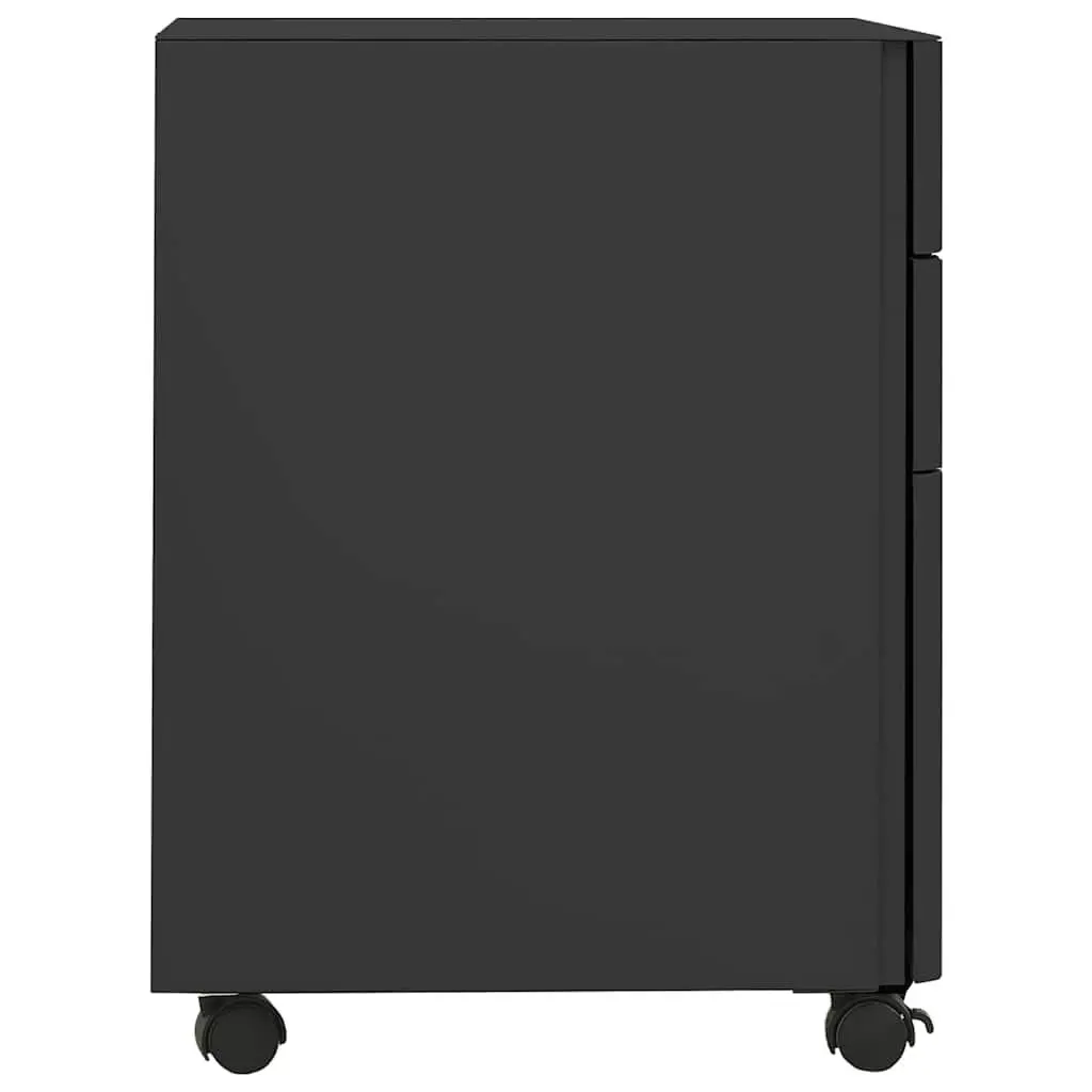 Mobile File Cabinet 3 Drawer Office Storage Steel Anthracite with Lock Pencil