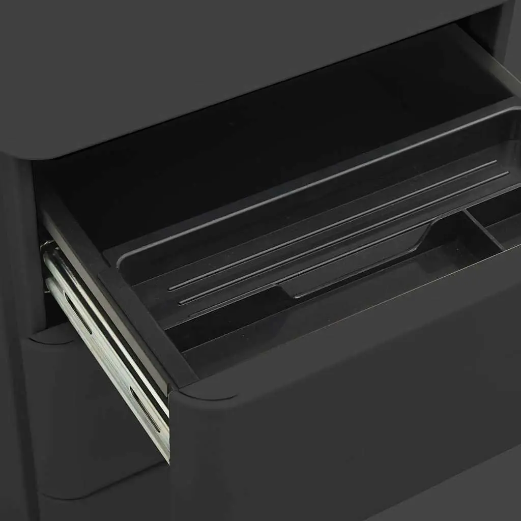 Mobile File Cabinet 3 Drawer Office Storage Steel Anthracite with Lock Pencil