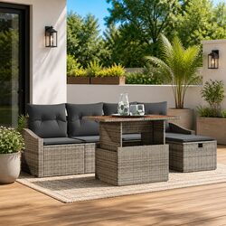 6-Piece Modular Garden Sofa Set with Adjustable Table