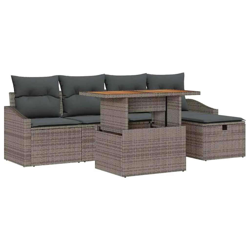 6-Piece Modular Garden Sofa Set with Adjustable Table