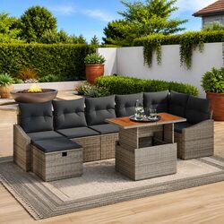 Specifications for 8-Piece Grey Garden Sofa Set