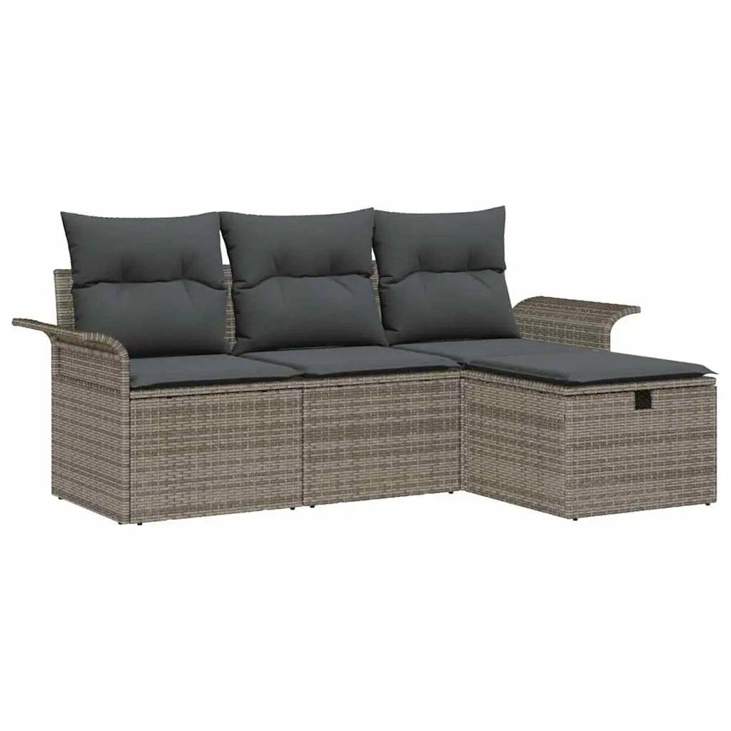 Modular Outdoor Garden Sofa Set 4 Pcs with Storage Cushions for Patio and Terrace