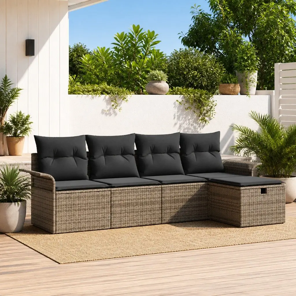 Garden Sofa Set 5 Piece Modular Outdoor Furniture Poly Rattan Patio Lounge