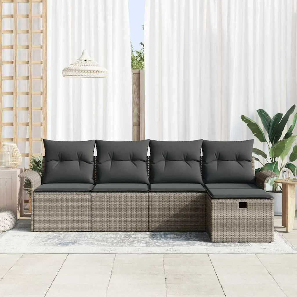Garden Sofa Set 5 Piece Modular Outdoor Furniture Poly Rattan Patio Lounge