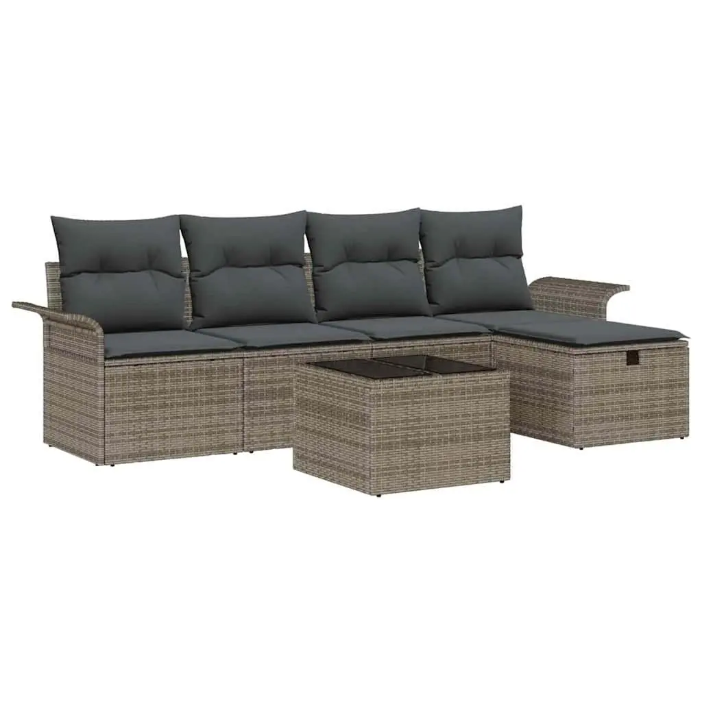 Modular Garden Sofa Set Outdoor Patio Furniture 6 Piece Poly Rattan Seating