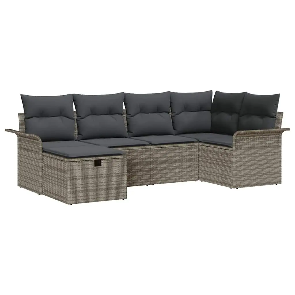 Garden Sofa Set Outdoor Use Brown Poly Rattan 6 Piece