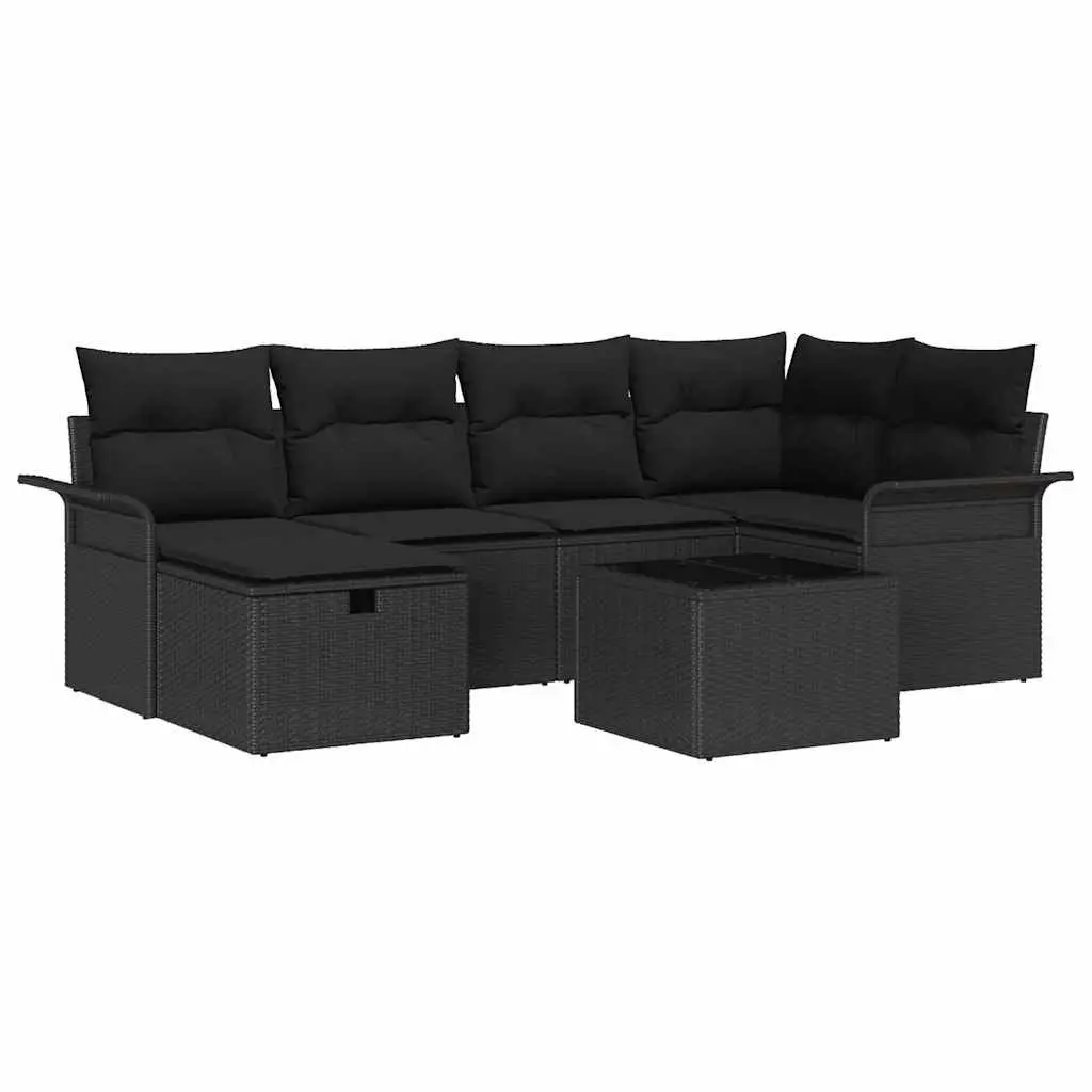 Garden Sofa Set 7 Pieces Outdoor Furniture Poly Rattan Lounge Sectional Light Grey
