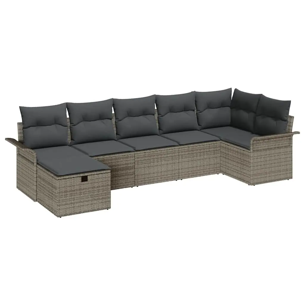 Modular Garden Sofa Set Outdoor Seating 7 Pieces Grey Rattan