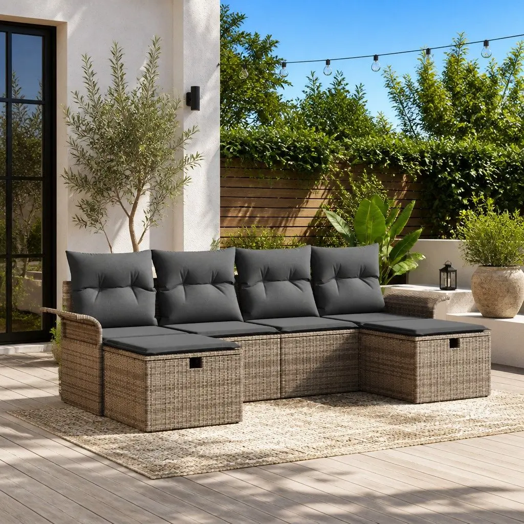 6-Piece Garden Sofa Set with Cushions